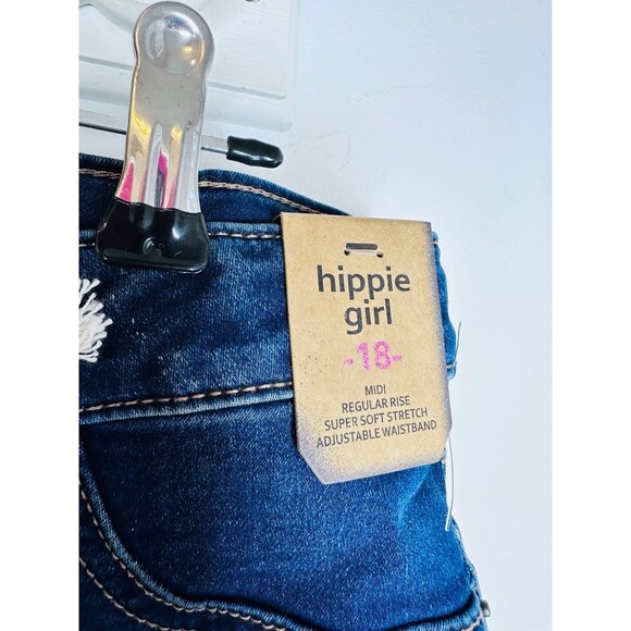Hippie Girl NWT Girls Regular Rise Midi Length Denim Shorts Dark Wash size 18 - Picture 4 of 5